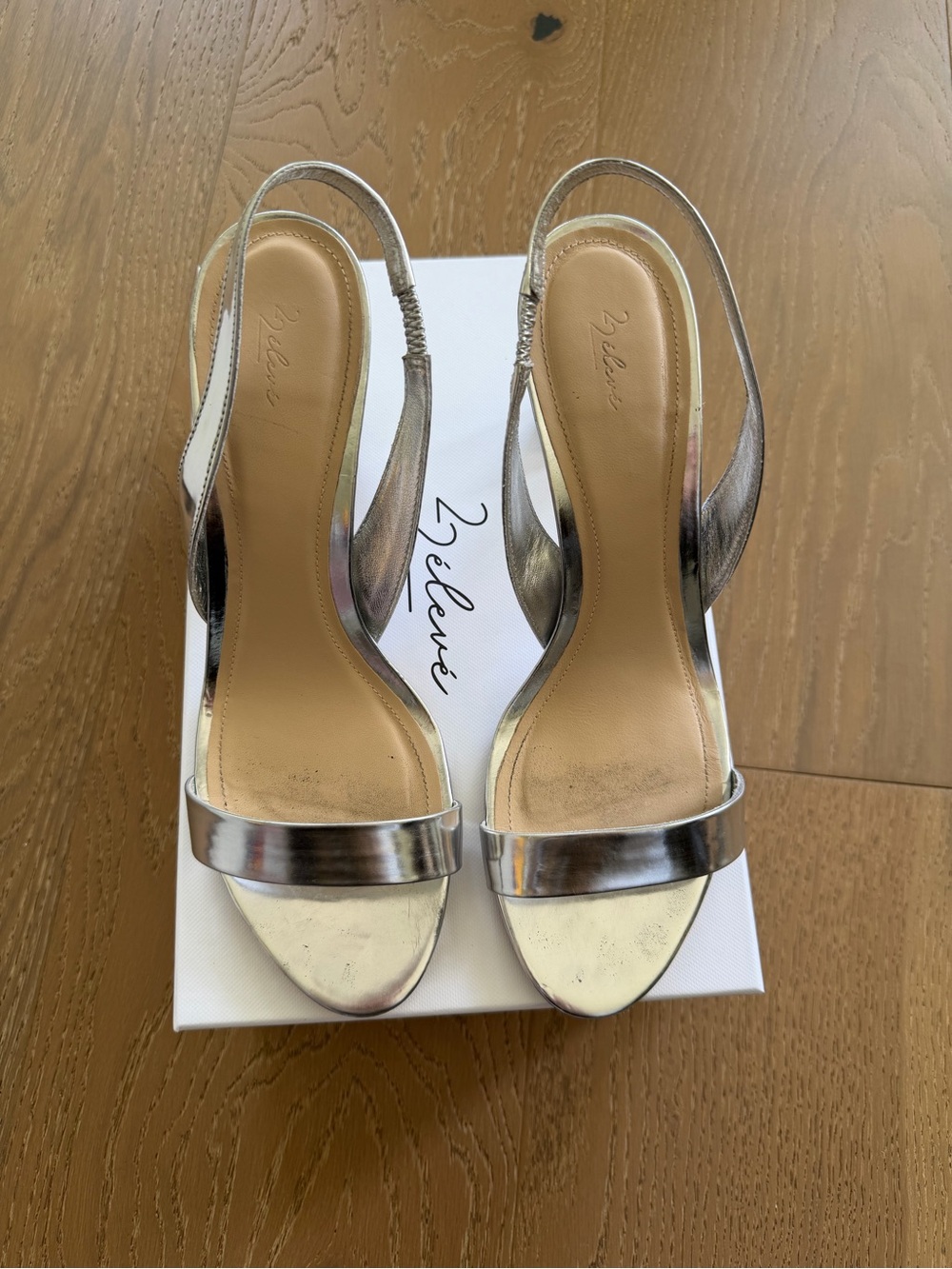 22 Eleve Silver Slingback Heeled Sandals